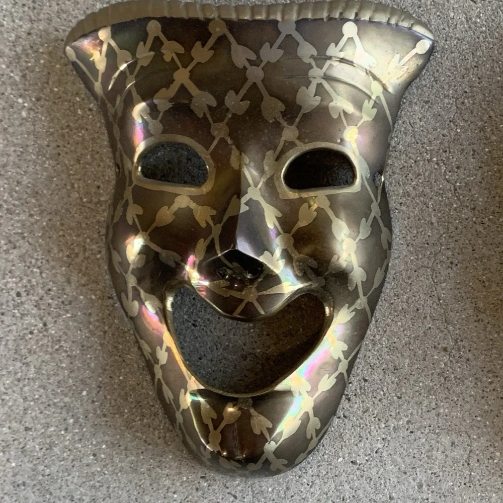 Vintage Brass Theater Drama Tragedy Comedy Happy Sad Face Wall Masks 7